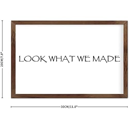 Funny Vintage Wooden Frame Sign 8x12 Inch,Look What We Made Farmhouse Wooded Sign for Home Entrance Decor Ready to Hang Wall Art Holiday Sign Gifts