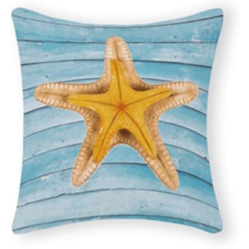 Cute Cotton Pillowcase with Zipper 24x24 Inch,Starfish Pillow Cases for Home Decor,Pillowcase for Friends Family Holiday Pillow Gifts