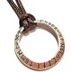 Runic Alphabet Ring Pendant on Brown Cord Choker Necklace Circle Norse Runes Viking