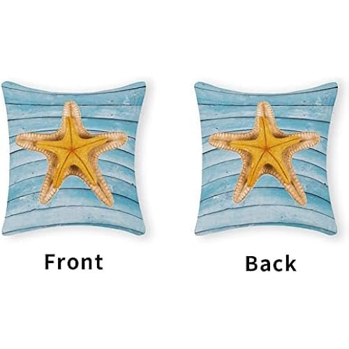 Cute Cotton Pillowcase with Zipper 24x24 Inch,Starfish Pillow Cases for Home Decor,Pillowcase for Friends Family Holiday Pillow Gifts