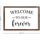Funny Vintage Wooden Frame Sign 8x12 Inch,Welcome to Our Forever Farmhouse Wooded Sign for Home Entrance Decor Ready to Hang Wall Art Holiday Sign Gifts