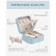 Teacher Appreciation Graduation Gifts - Small Travel Jewelry Box Organizer - Display Case for Girls Women Gift Rings Earrings Necklaces Storage with Mirror Blue