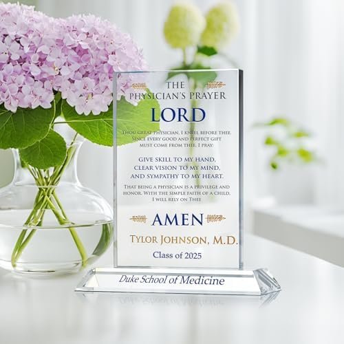 Personalized Physician's Prayer Christian Medical School Graduation Gift Plaque Customized for Son, Daughter, Boyfriend, Girlfriend, Brother, Sister, Husband, Wife or Best Friend
