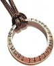 Runic Alphabet Ring Pendant on Brown Cord Choker Necklace Circle Norse Runes Viking