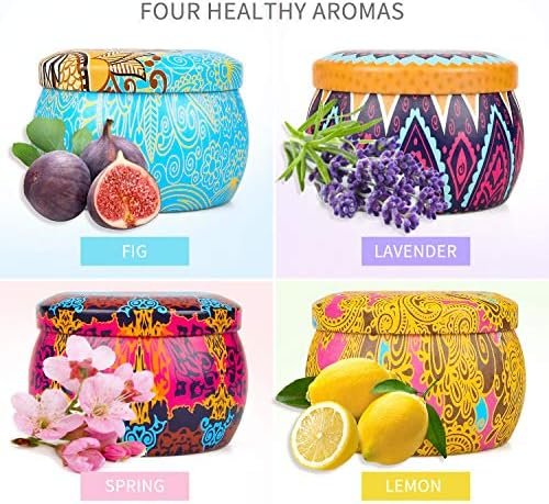 Scented Candles Gifts Set for Women, Aromatherapy Candles for Home Scented, Upgraded Large Tin of Soy Candle Lavender Candle Birthday Gifts for Women Mom Bath Spa Meditation Valentine Gifts Candles
