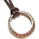 Runic Alphabet Ring Pendant on Brown Cord Choker Necklace Circle Norse Runes Viking