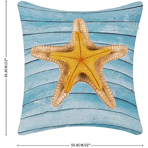 Cute Cotton Pillowcase with Zipper 24x24 Inch,Starfish Pillow Cases for Home Decor,Pillowcase for Friends Family Holiday Pillow Gifts