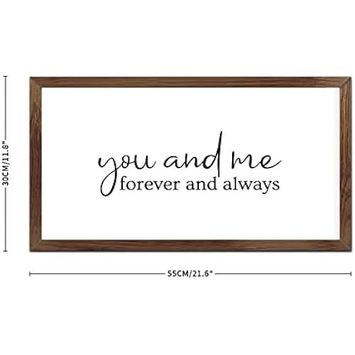 Funny Vintage Wooden Frame Sign 12x22 Inch,You and Me Forever and Always Farmhouse Wooded Sign for Home Entrance Decor Ready to Hang Wall Art Holiday Sign Gifts