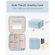Teacher Appreciation Graduation Gifts - Small Travel Jewelry Box Organizer - Display Case for Girls Women Gift Rings Earrings Necklaces Storage with Mirror Blue